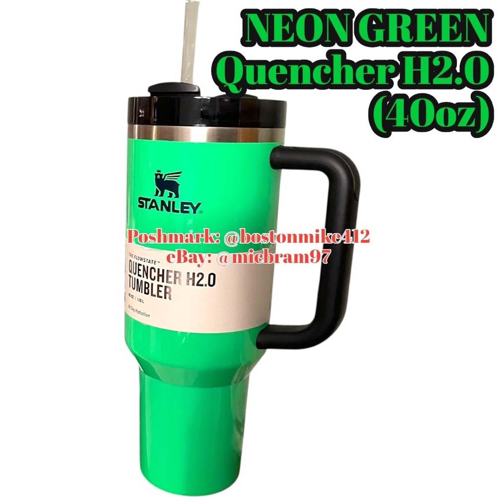 Stanley The Neon Quencher H2.O FlowState Tumbler - Neon Green 40oz Cup w/ Straw - Picture 6 of 10